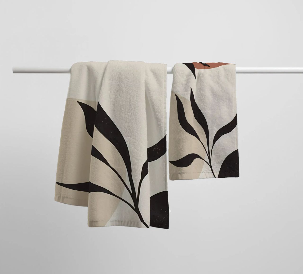 foglie forme astratte linee curve forme geometriche asciugamano da bagno da Janine P McGuire