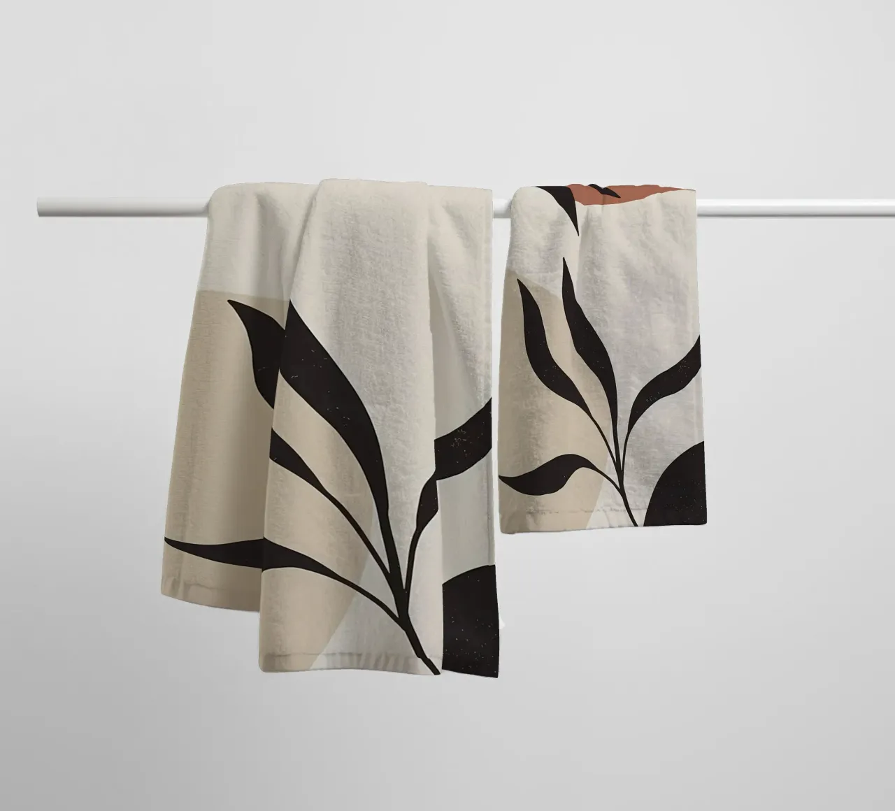 foglie forme astratte linee curve forme geometriche asciugamano da bagno da Janine P McGuire