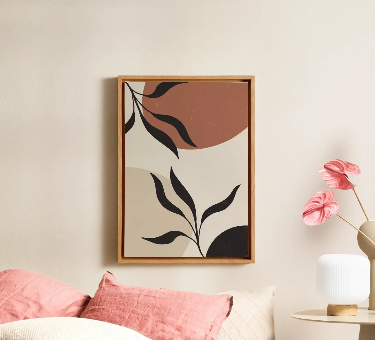 foglie forme astratte linee curve forme geometriche tela da Janine P McGuire