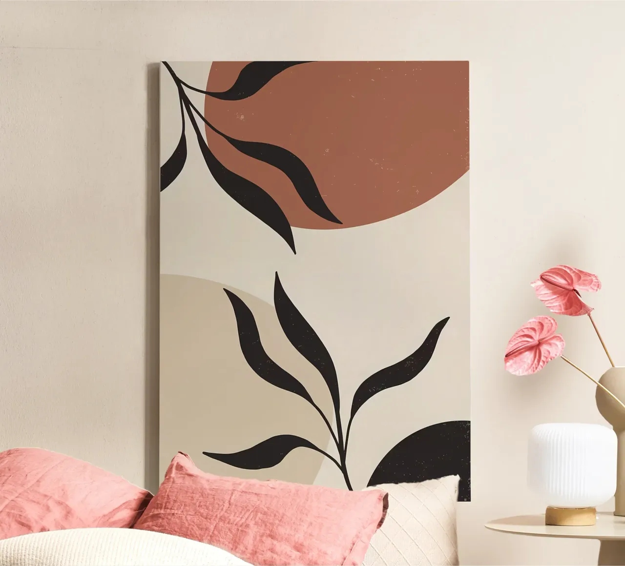 foglie forme astratte linee curve forme geometriche tela da Janine P McGuire