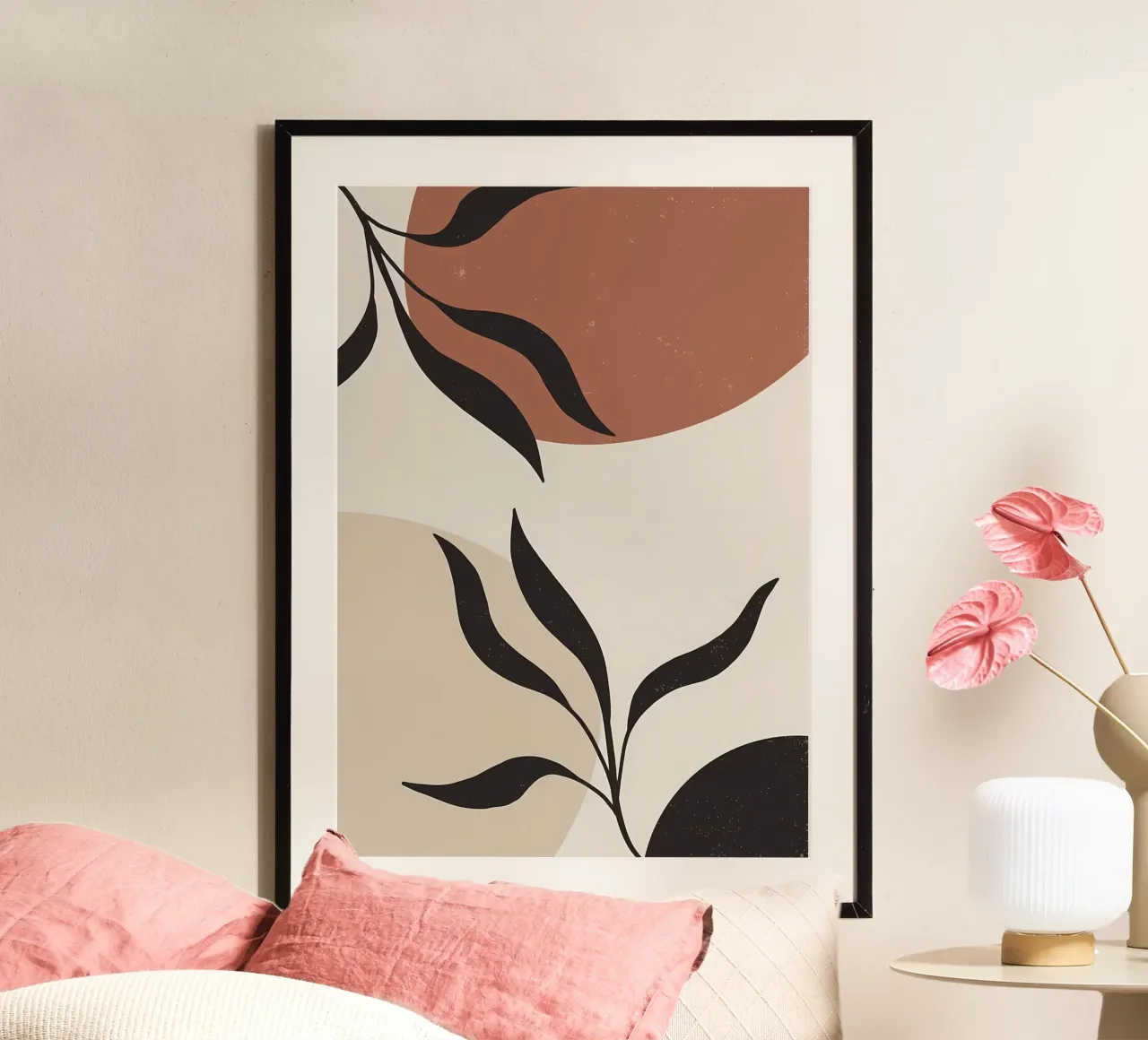 bladeren abstracte vormen gebogen lijnen geometrische vormen poster van Janine P McGuire