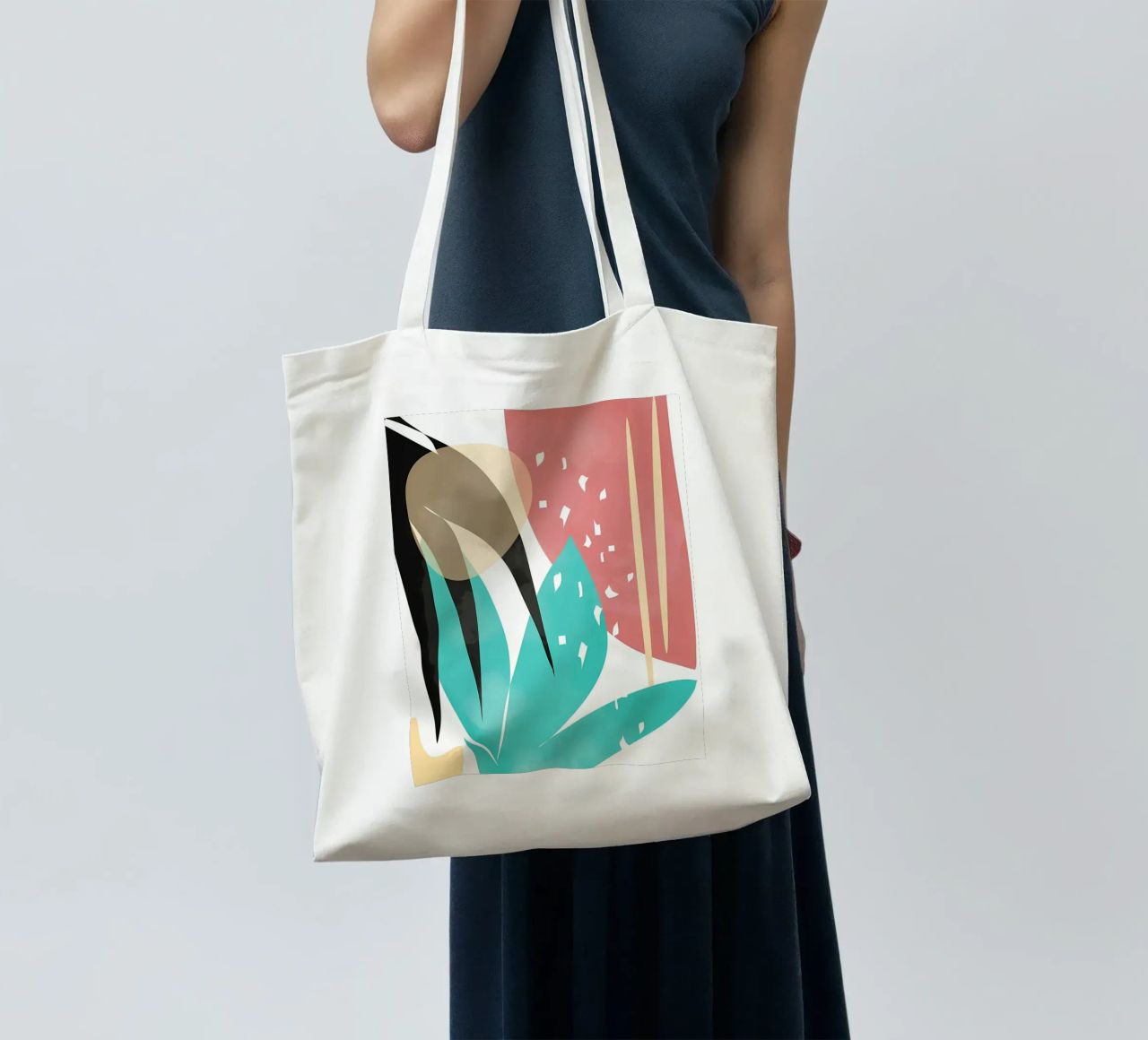 forme astratte foglie forme geometriche linee curve borsa in juta da Janine P McGuire
