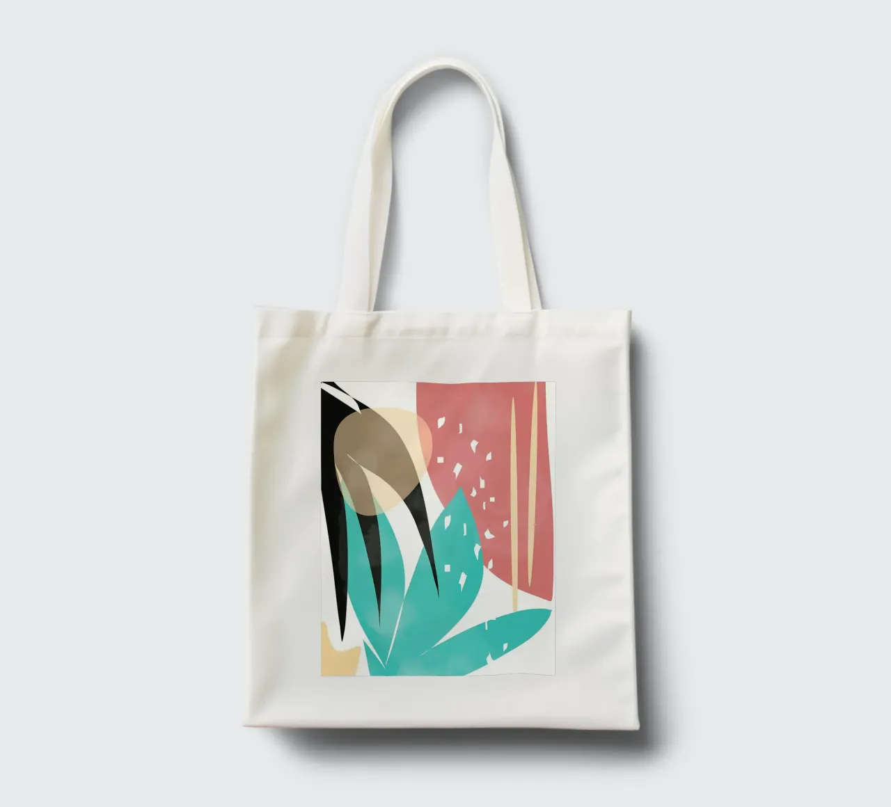 forme astratte foglie forme geometriche linee curve borsa in juta da Janine P McGuire