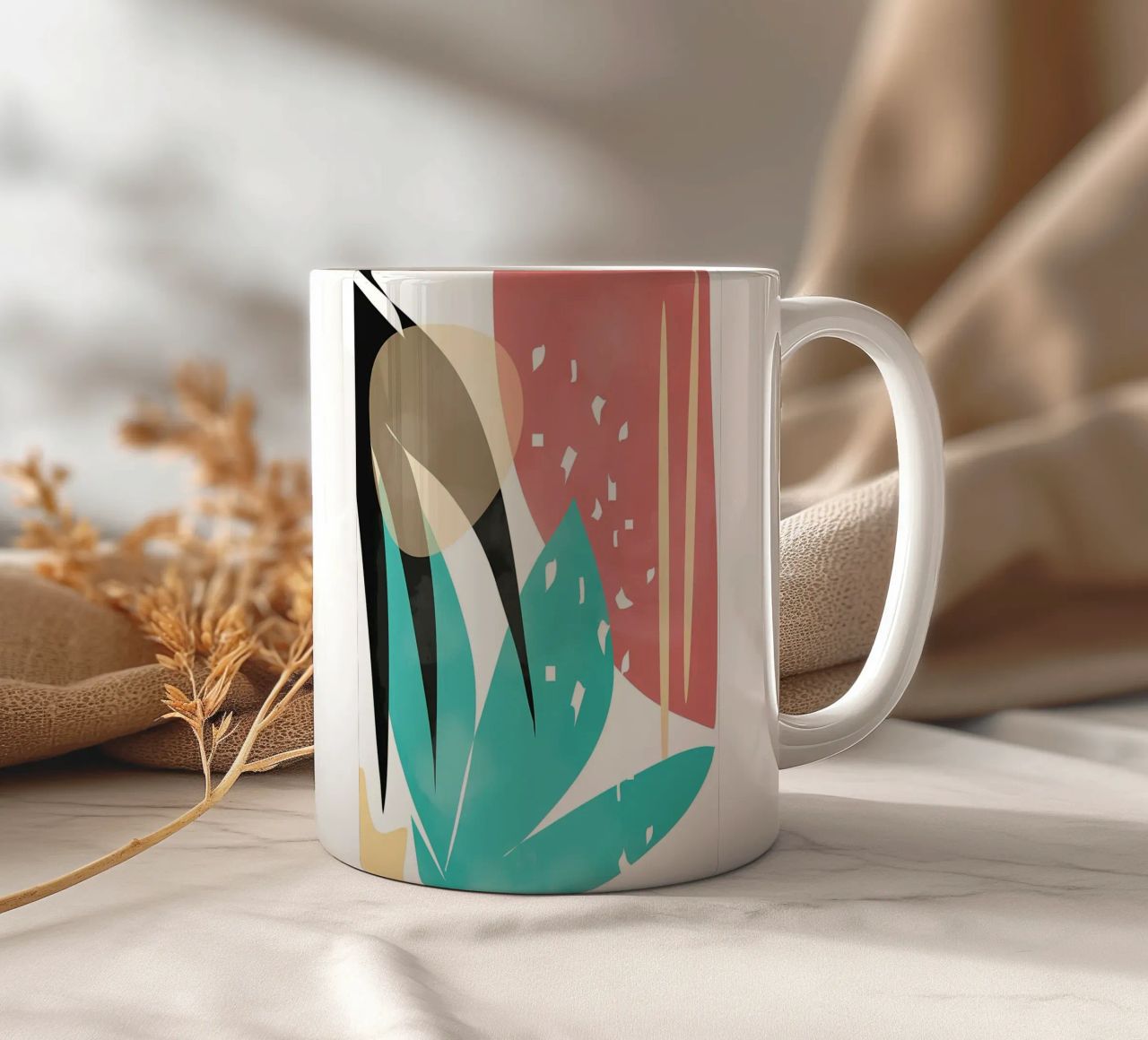 forme astratte foglie forme geometriche linee curve tazza in ceramica da Janine P McGuire