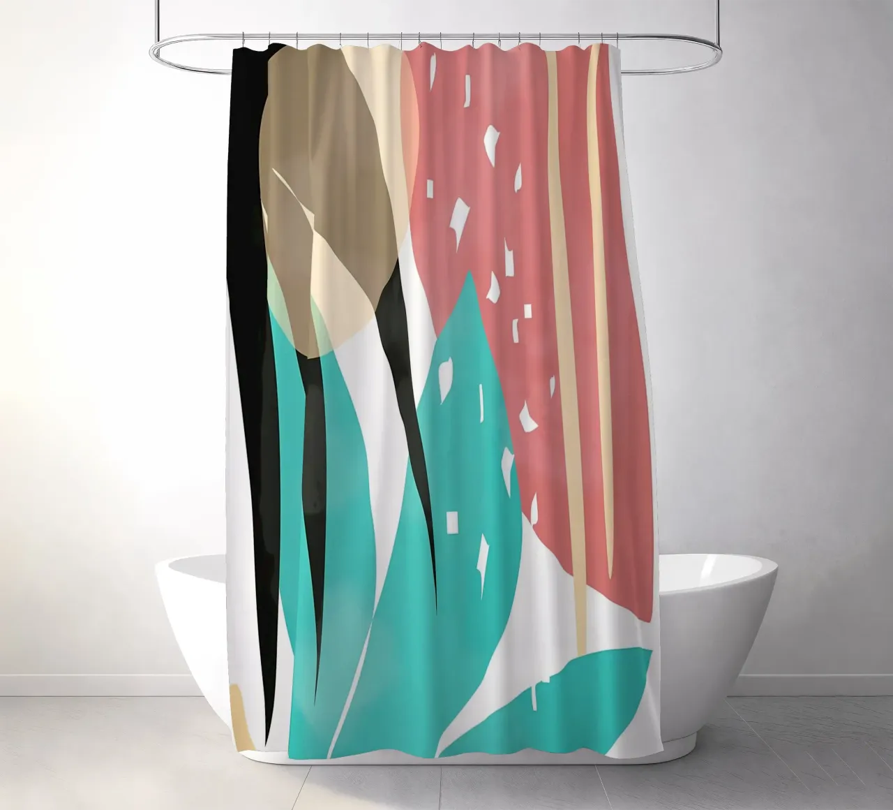 formas abstractas hojas formas geométricas líneas curvas cortina de baño de Janine P McGuire