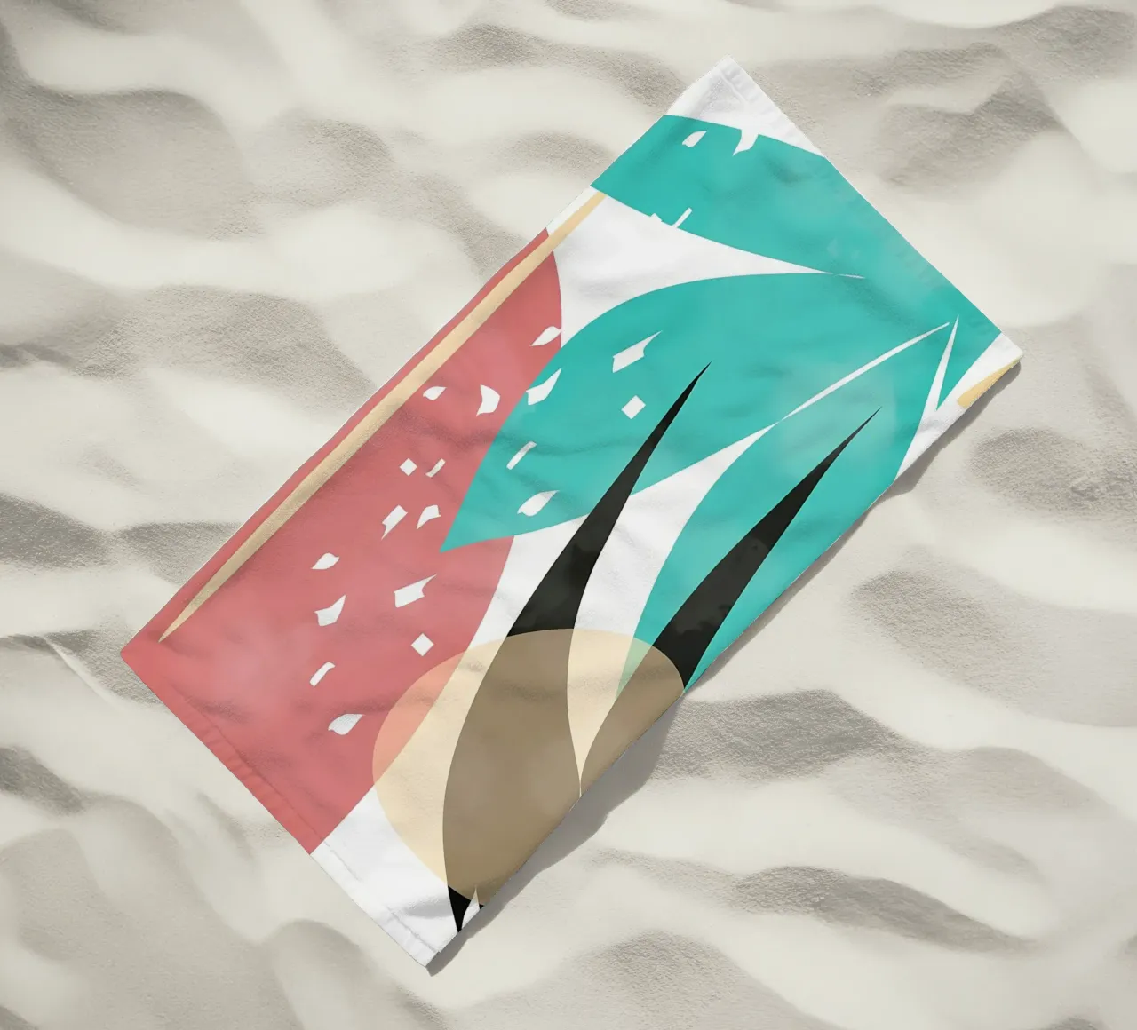 forme astratte foglie forme geometriche linee curve telo mare da Janine P McGuire