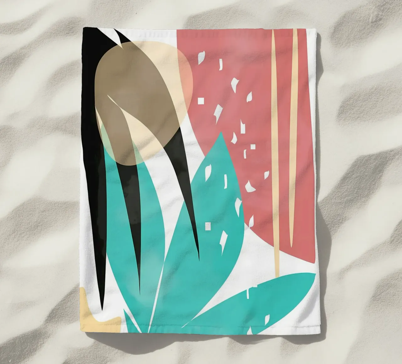 forme astratte foglie forme geometriche linee curve telo mare da Janine P McGuire