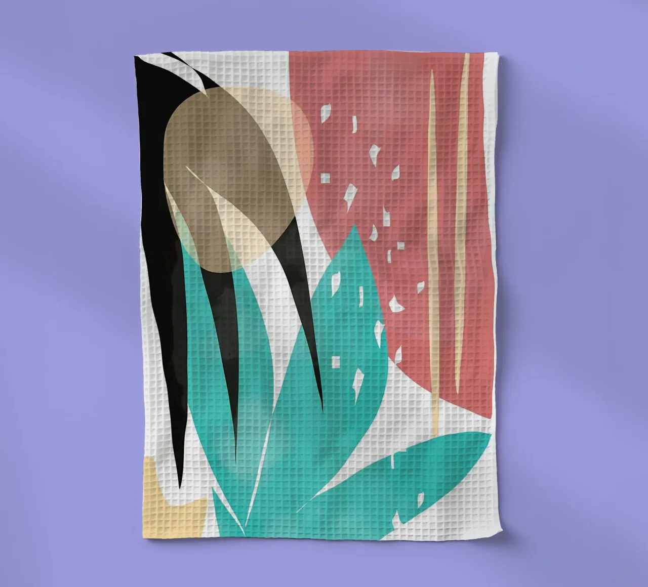 forme astratte foglie forme geometriche linee curve canovaccio da cucina da Janine P McGuire