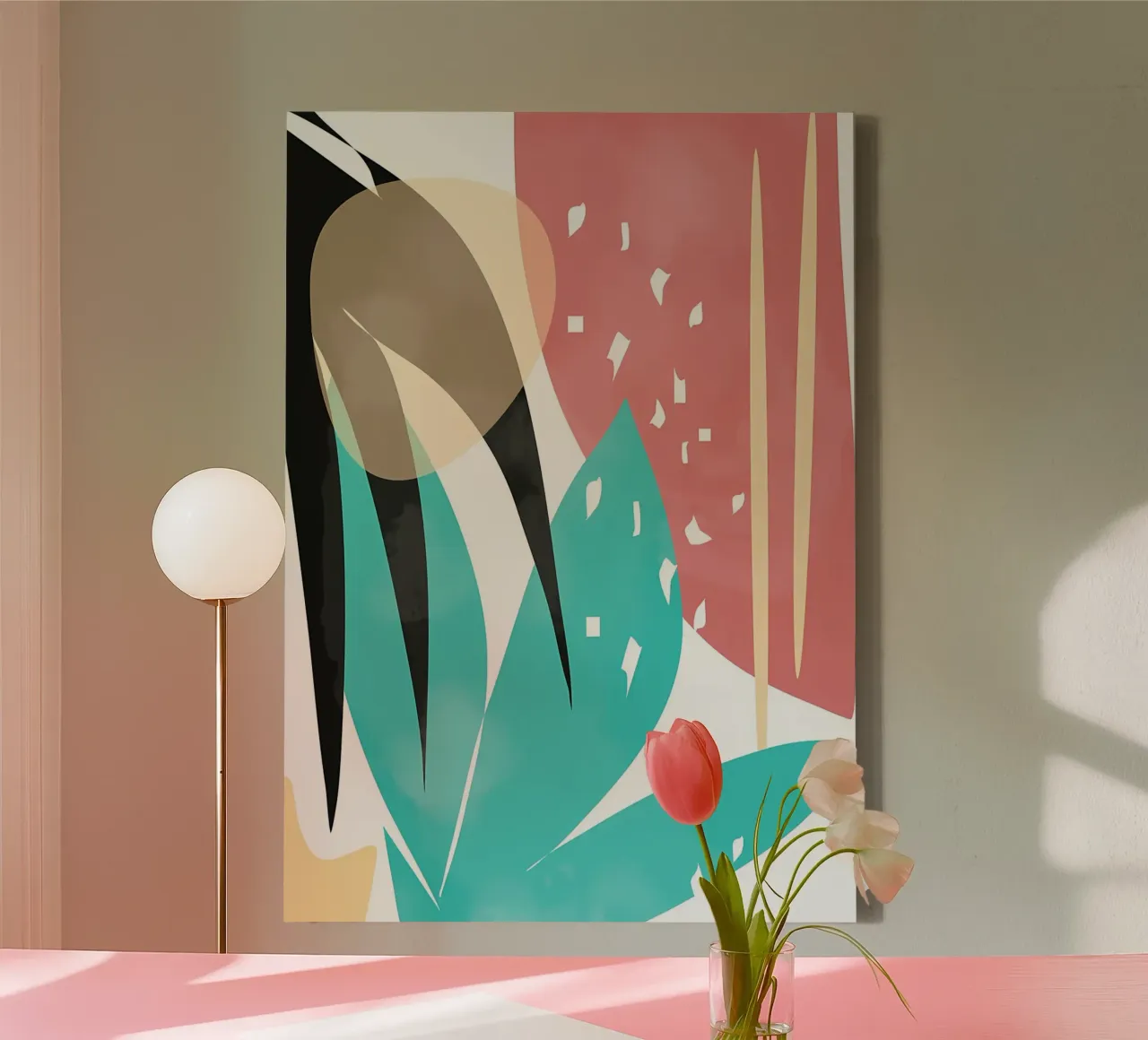 forme astratte foglie forme geometriche linee curve tela da Janine P McGuire