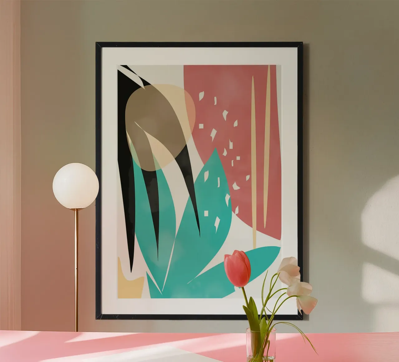 forme astratte foglie forme geometriche linee curve poster da Janine P McGuire