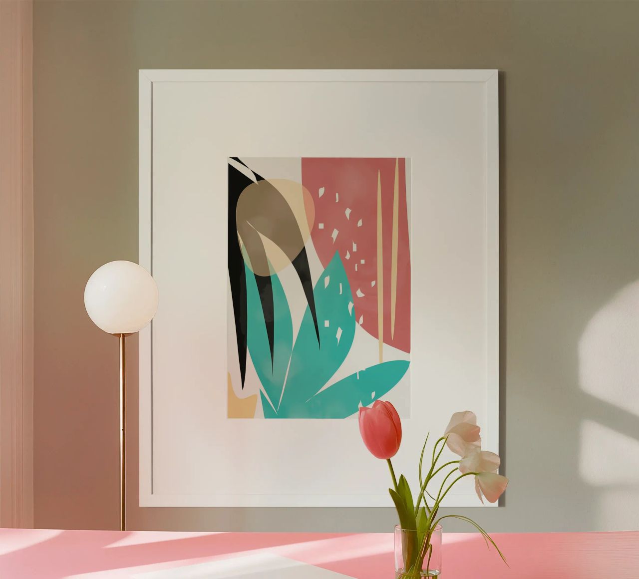 forme astratte foglie forme geometriche linee curve poster da Janine P McGuire
