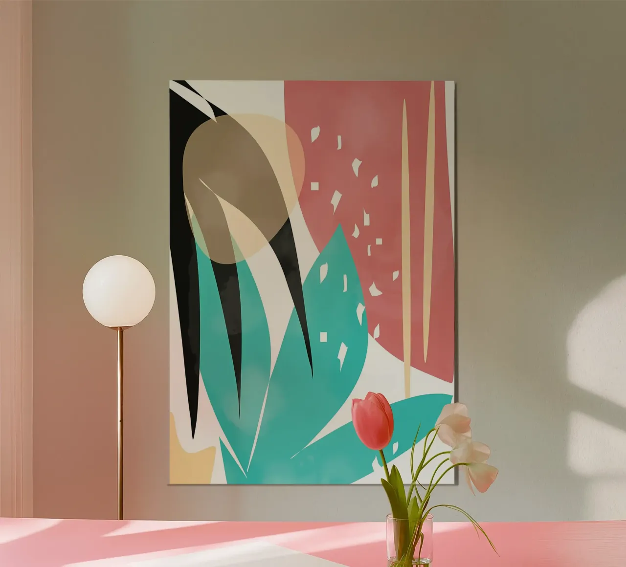 forme astratte foglie forme geometriche linee curve poster da Janine P McGuire