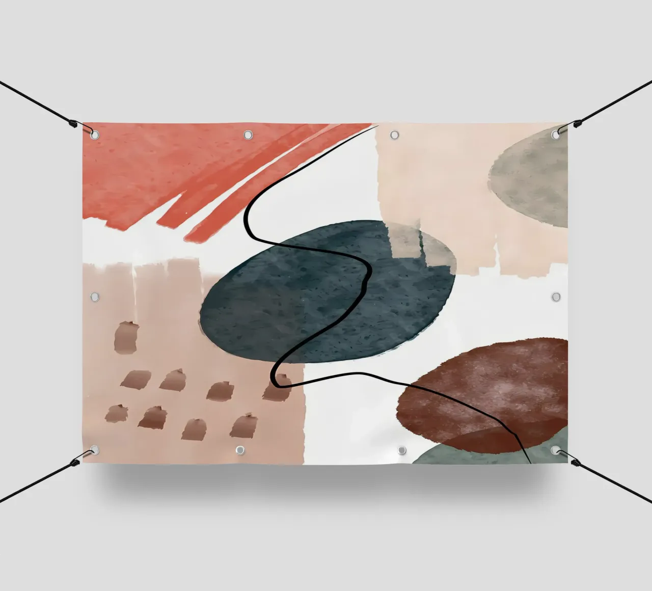 forme astratte linee curve pennellate texture morbide telo in pvc da Janine P McGuire