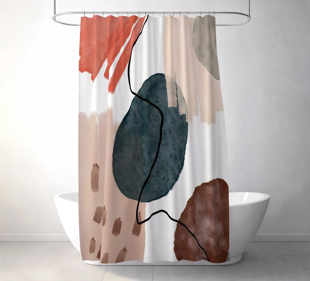 forme astratte linee curve pennellate texture morbide tenda da doccia da Janine P McGuire
