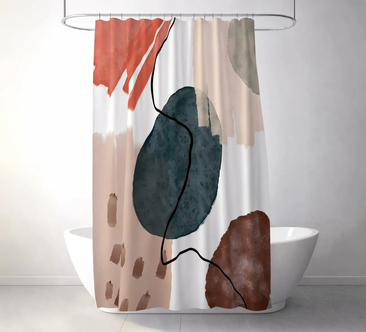 forme astratte linee curve pennellate texture morbide tenda da doccia da Janine P McGuire