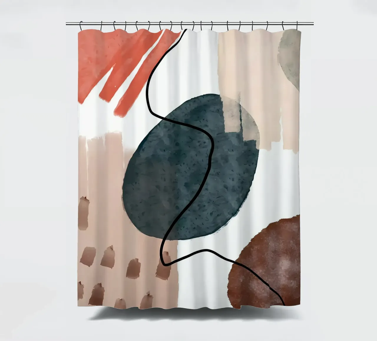 abstract shapes curved lines brush strokes soft textures shower curtain by Janine P McGuire