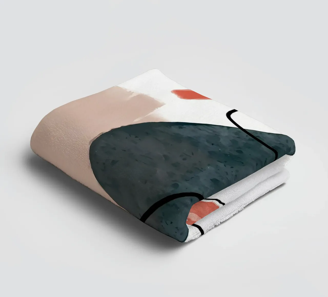 abstracte vormen gebogen lijnen penseelstreken zachte texturen badhanddoek van Janine P McGuire