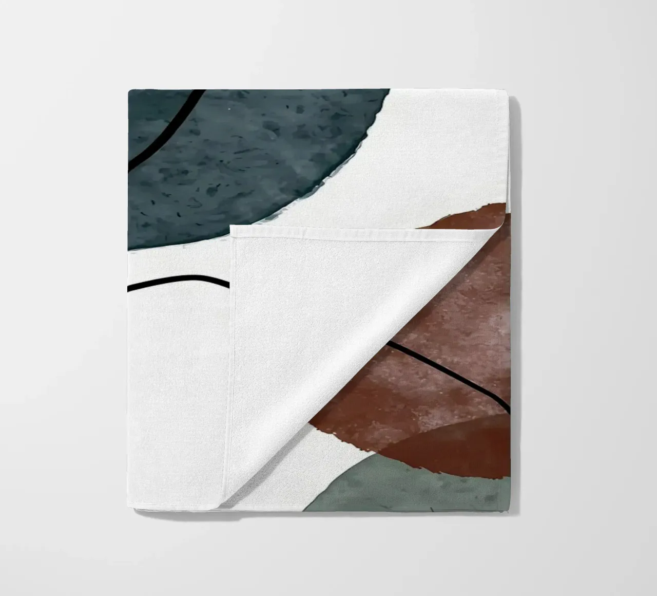 abstracte vormen gebogen lijnen penseelstreken zachte texturen strandhanddoek van Janine P McGuire