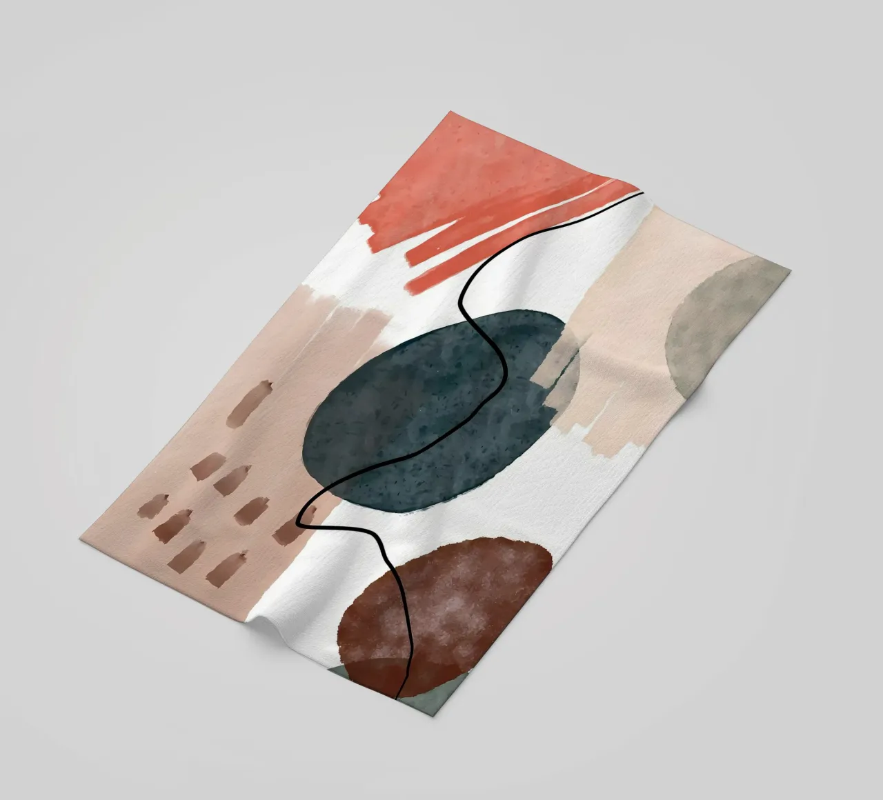 abstrakte Formen geschwungene Linien Pinselstriche weiche Texturen Strandtuch von Janine P McGuire