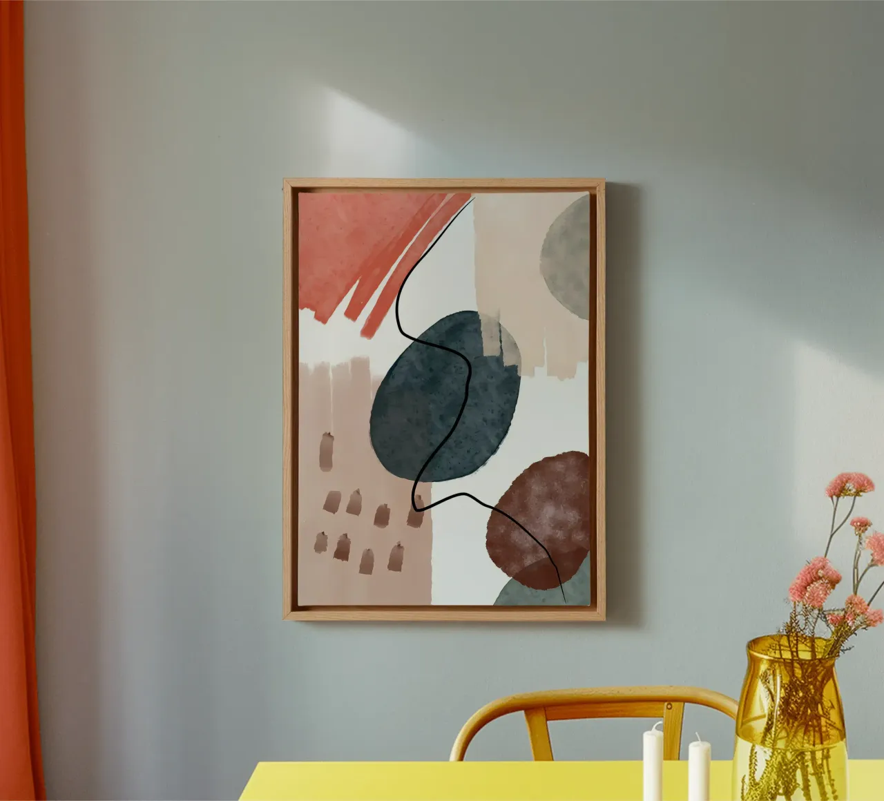 abstracte vormen gebogen lijnen penseelstreken zachte texturen canvas van Janine P McGuire