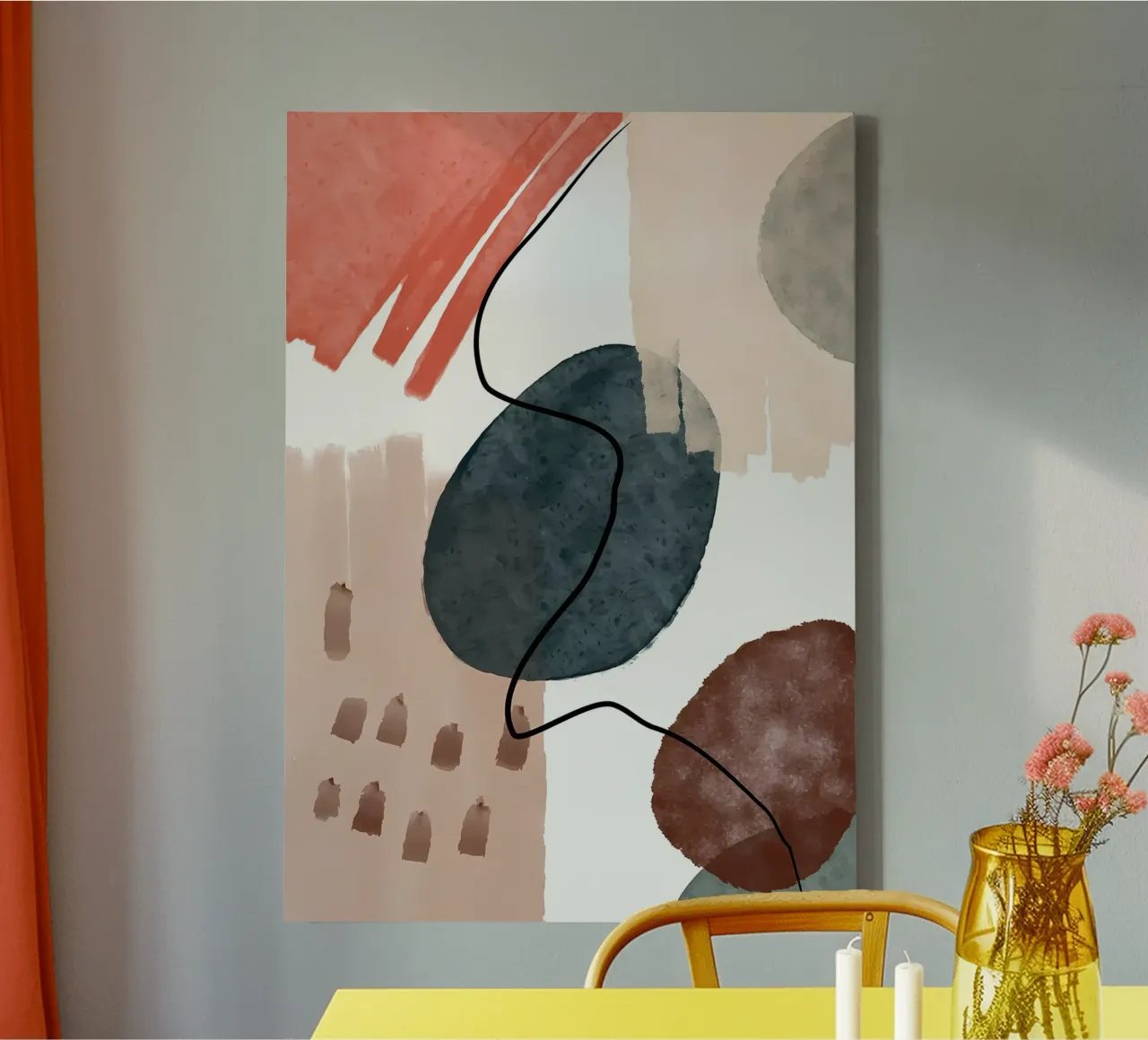 abstract shapes curved lines brush strokes soft textures canvas by Janine P McGuire