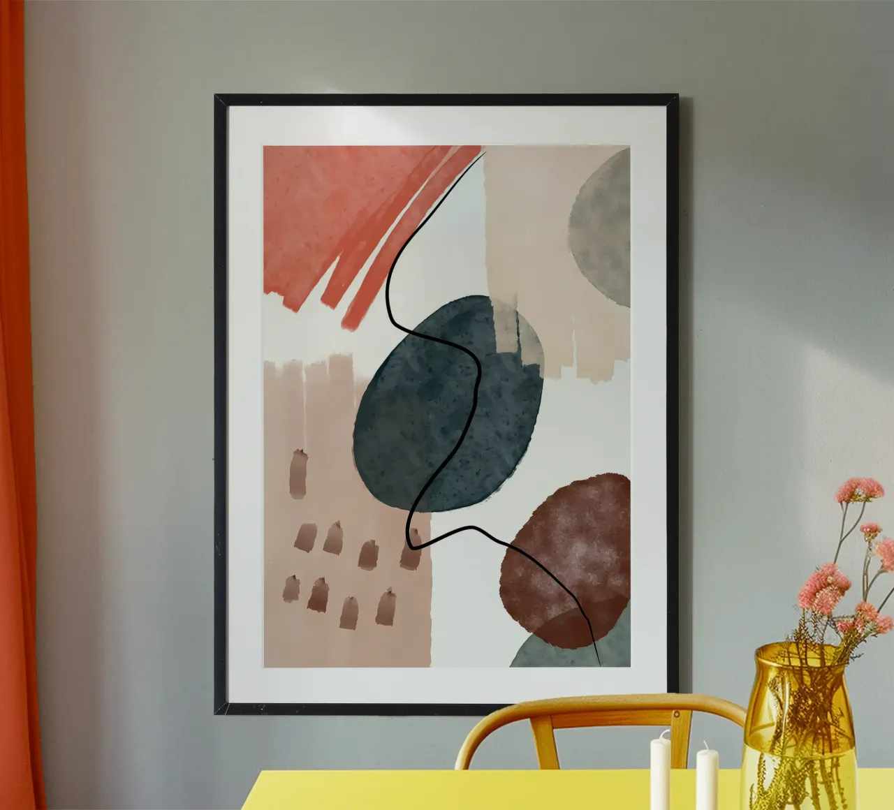 forme astratte linee curve pennellate texture morbide poster con telaio in alluminio da Janine P McGuire