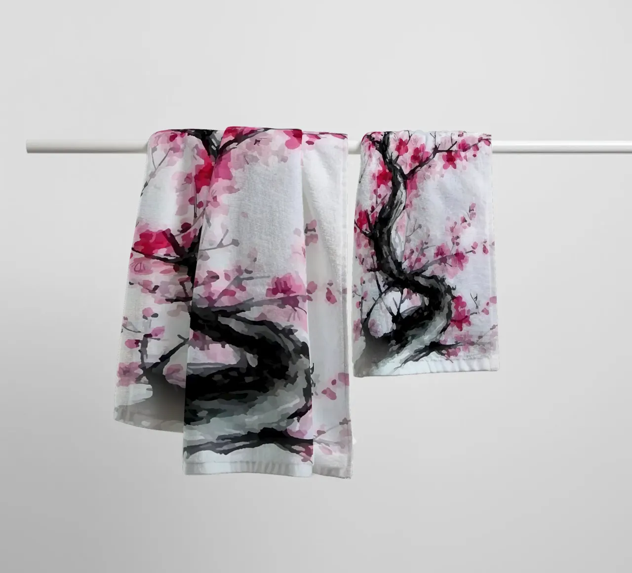 albero fiori di ciliegio fiori rami fiori rosa asciugamano da bagno da Janine P McGuire