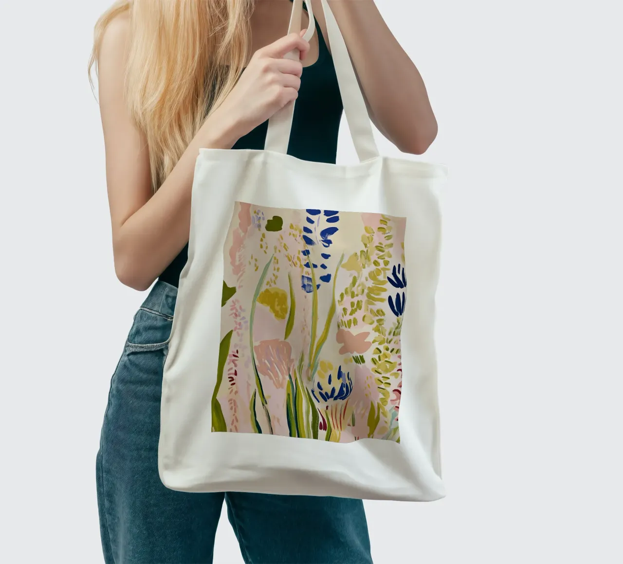Abstract Floral Print, Flower Poster Retro Print tote bag by Boheme