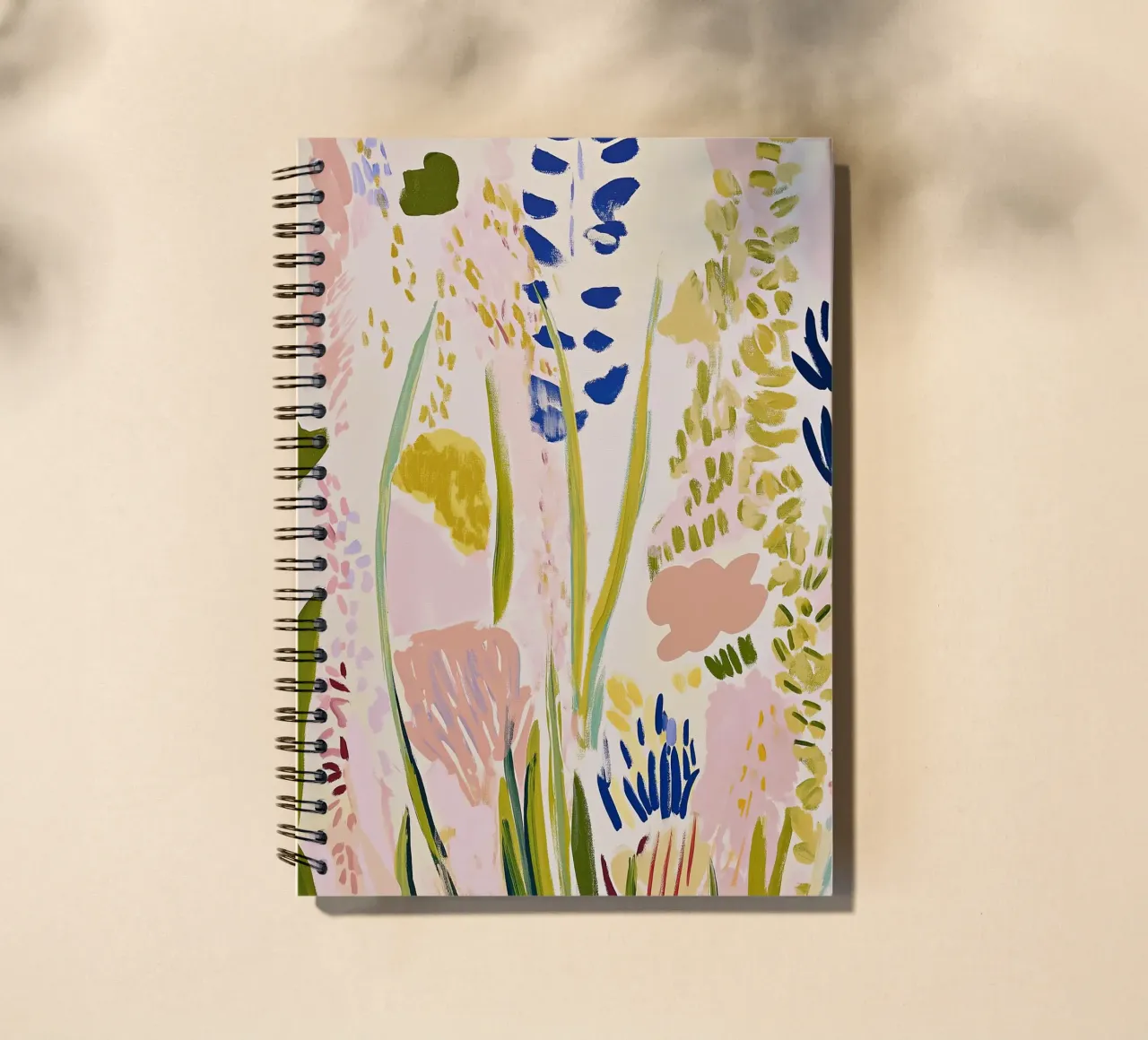 Abstract Floral Print, Flower Poster Retro Print spiral notebook by Boheme