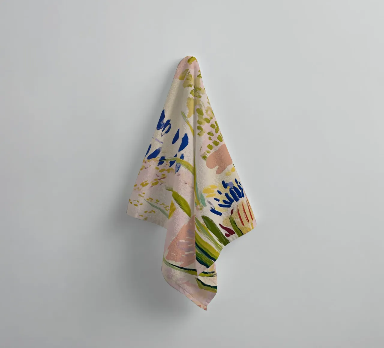 Abstracte bloemenprint, Bloemen Poster Retro Print badhanddoek van Boheme
