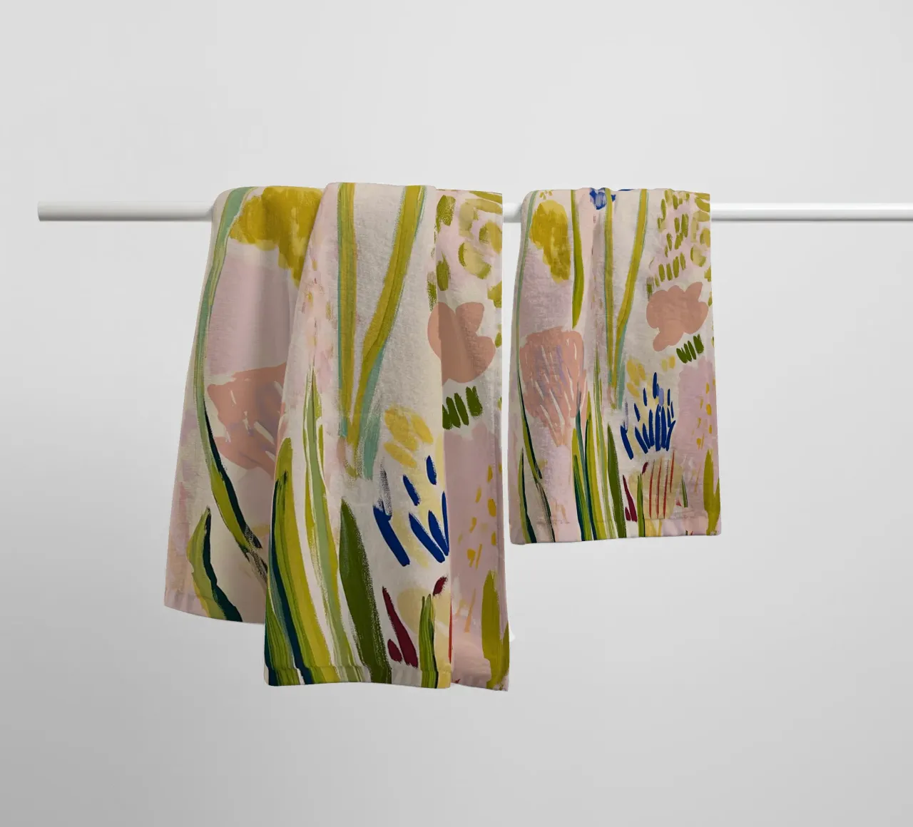 Abstracte bloemenprint, Bloemen Poster Retro Print badhanddoek van Boheme