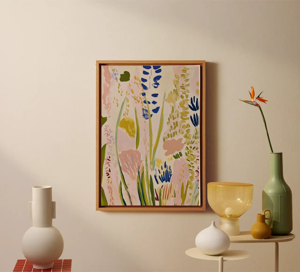 Abstracte bloemenprint, Bloemen Poster Retro Print canvas van Boheme