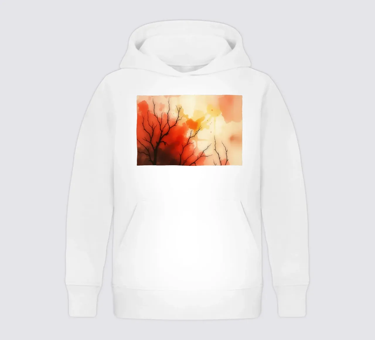 paesaggio autunnale con spruzzi di colore, rami di alberi spogli felpa bambino con cappuccio da DesignDoodle