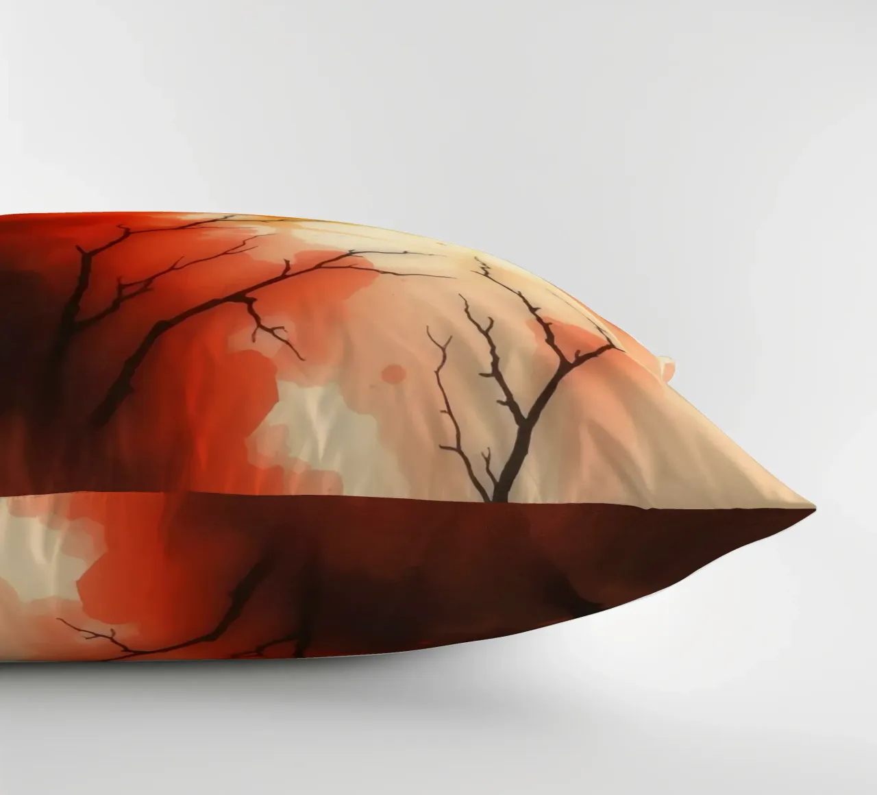 paesaggio autunnale con spruzzi di colore, rami di alberi spogli cuscino da DesignDoodle