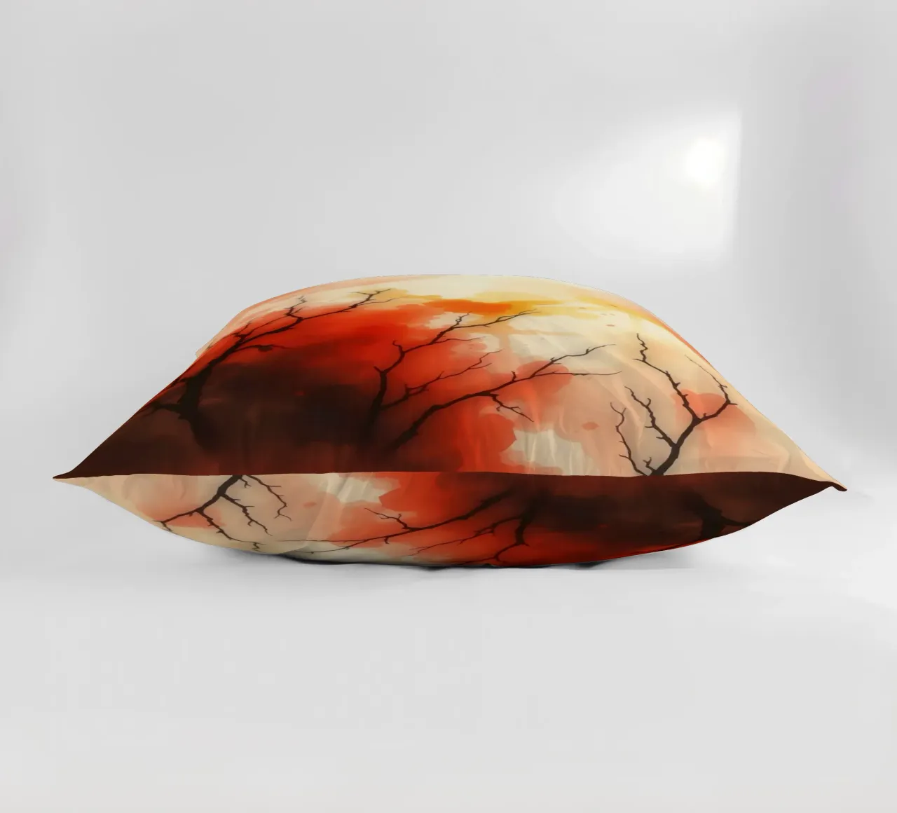 paesaggio autunnale con spruzzi di colore, rami di alberi spogli cuscino da DesignDoodle