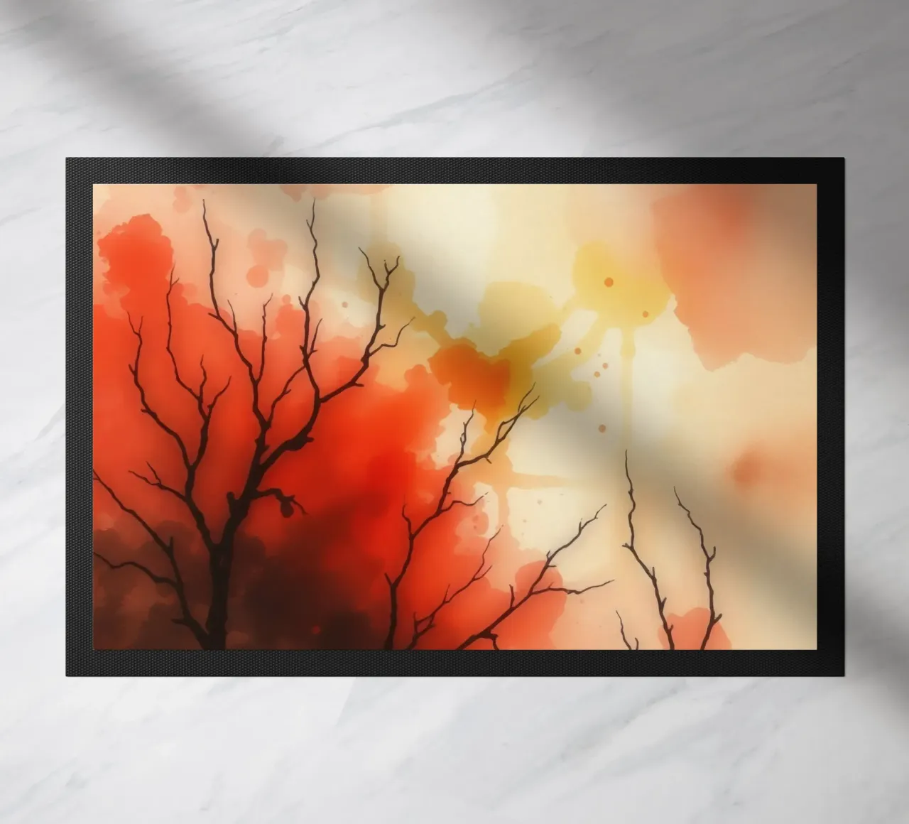 paesaggio autunnale con spruzzi di colore, rami di alberi spogli zerbino da DesignDoodle