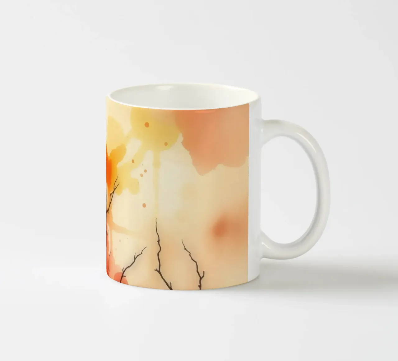 paesaggio autunnale con spruzzi di colore, rami di alberi spogli tazza in ceramica da DesignDoodle