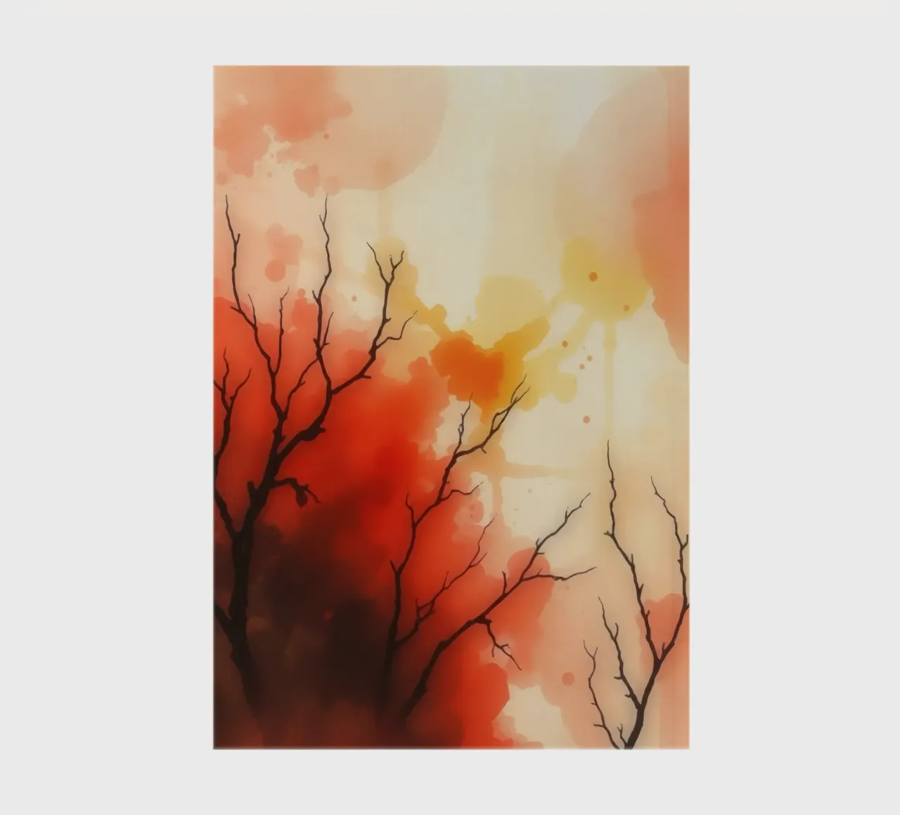 autumn landscape with colorful splashes, bare tree branches notebook by DesignDoodle