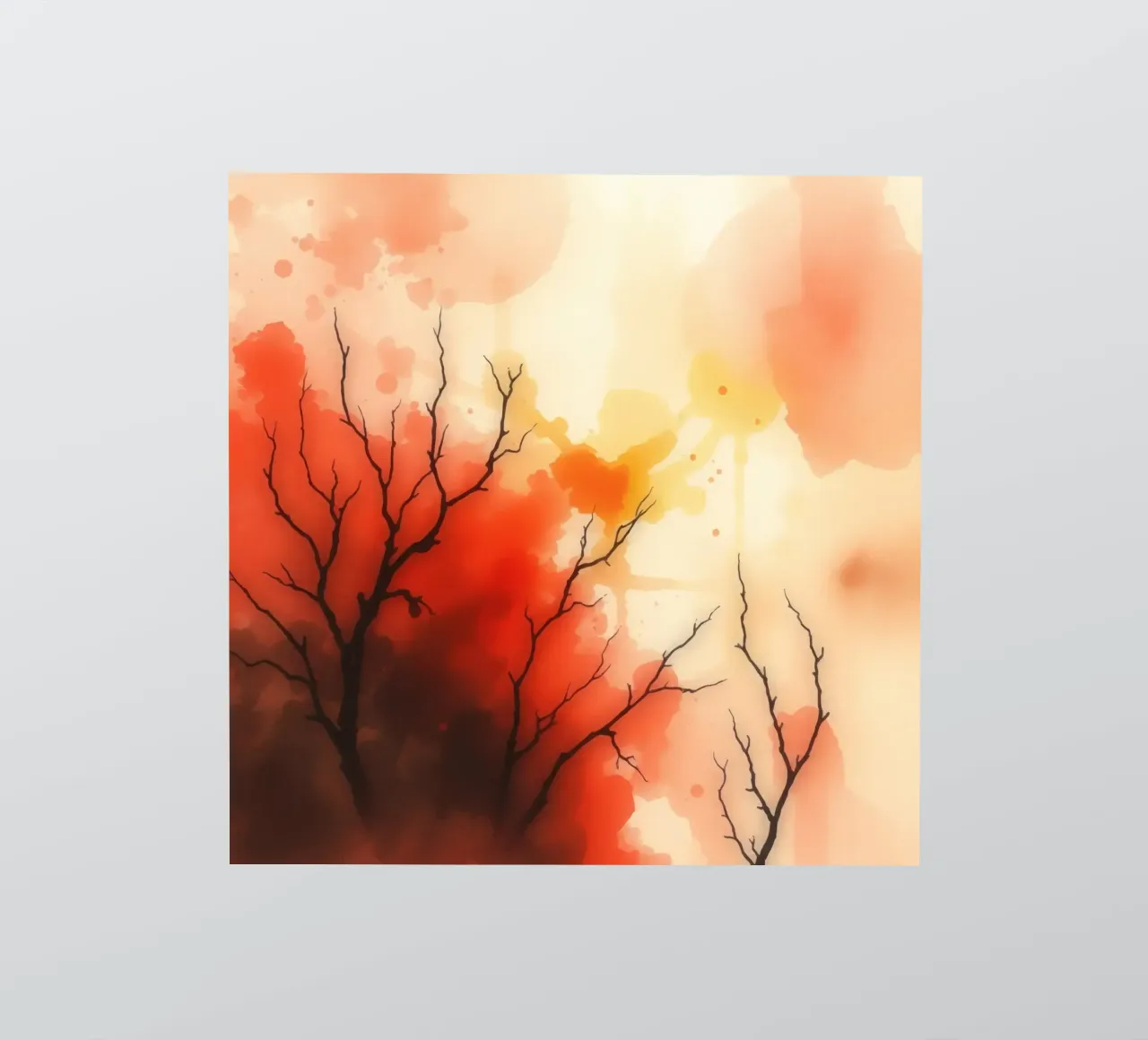autumn landscape with colorful splashes, bare tree branches sticker by DesignDoodle