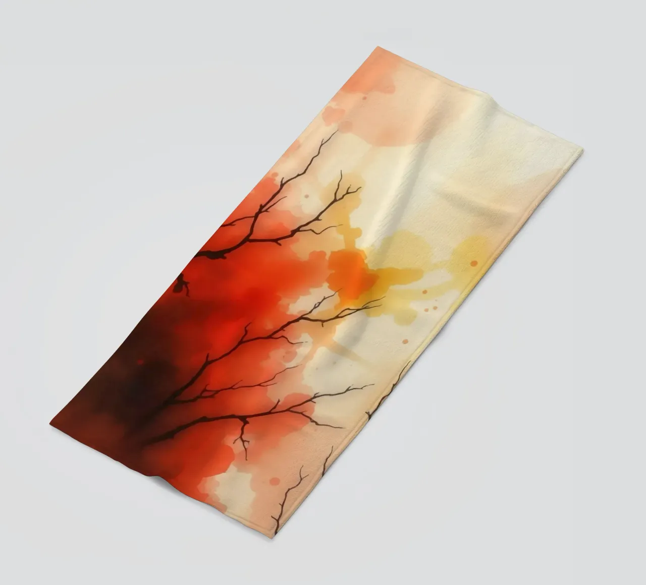 paesaggio autunnale con spruzzi di colore, rami di alberi spogli telo mare da DesignDoodle