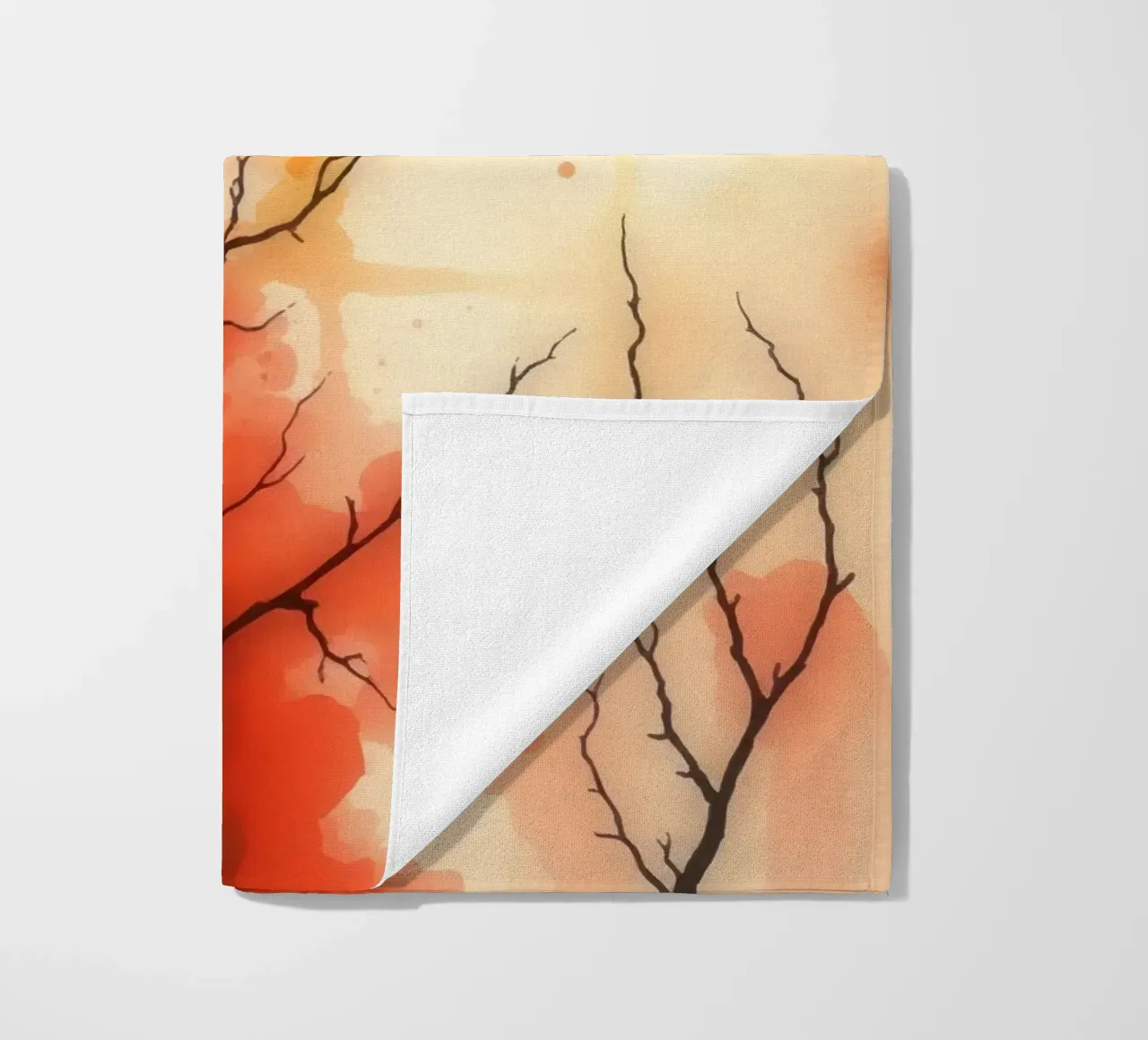 paesaggio autunnale con spruzzi di colore, rami di alberi spogli telo mare da DesignDoodle