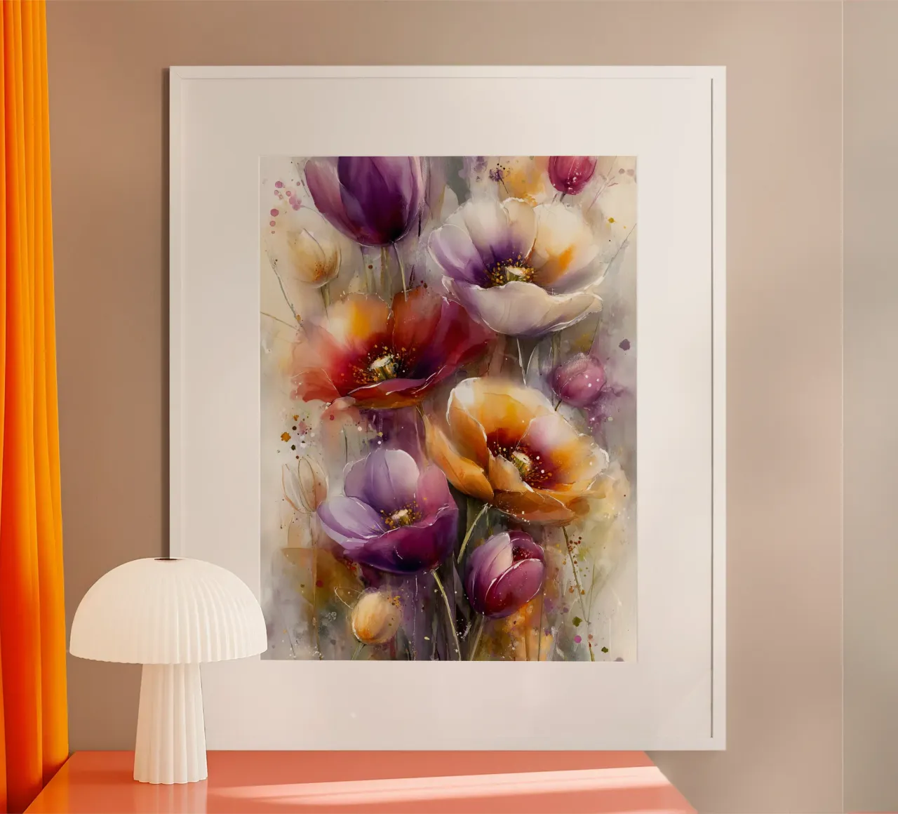 Wildflowers Poppy Abstract art D poster con telaio in alluminio da Mateo
