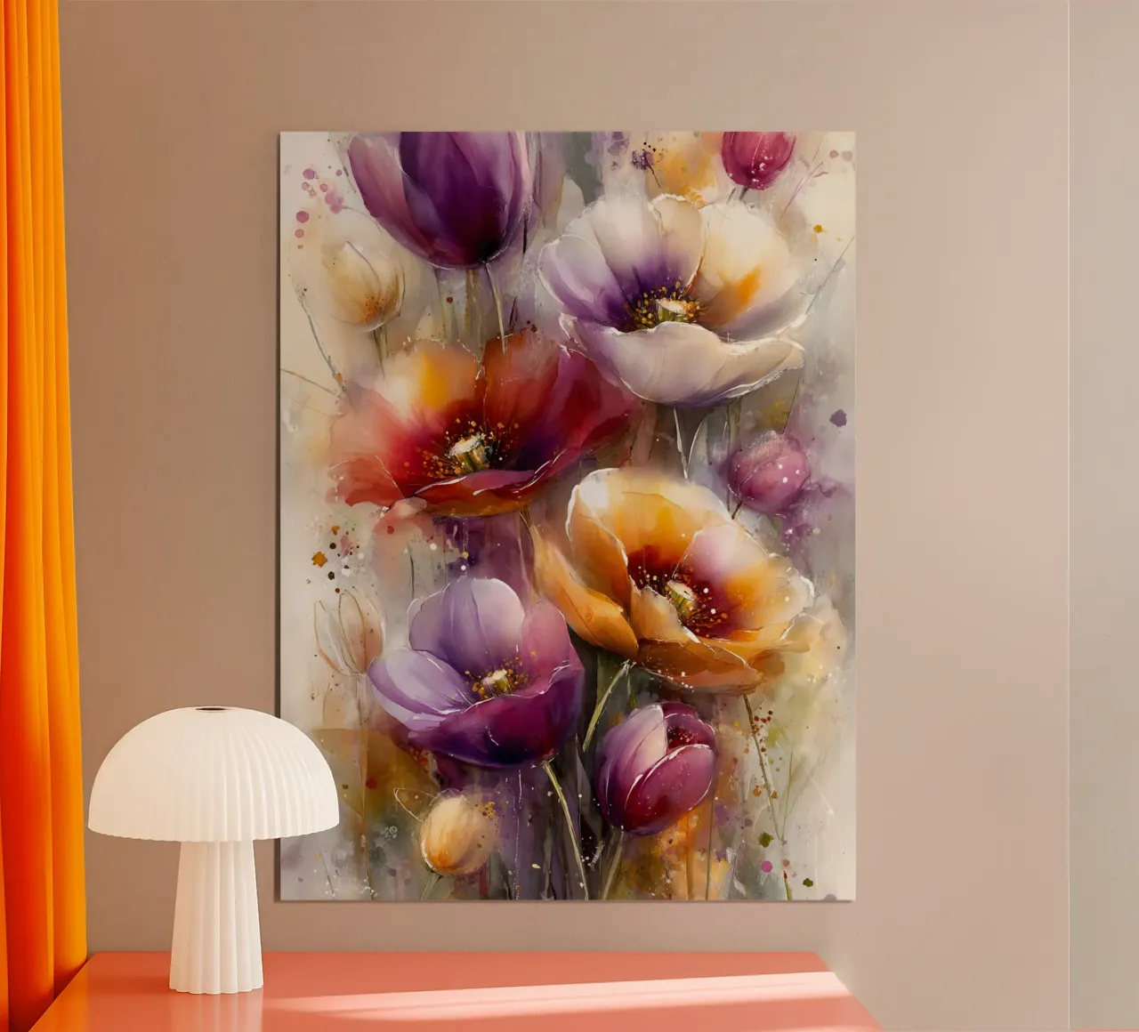 Wildflowers Poppy Abstract art D poster con telaio in alluminio da Mateo