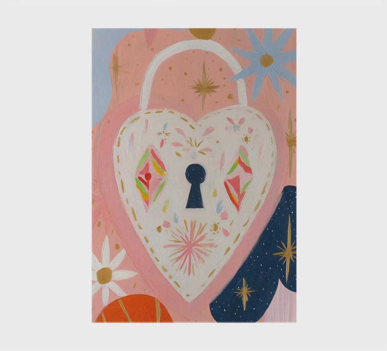Folk Print, Heart Locket, Boho Print notebook by Boheme
