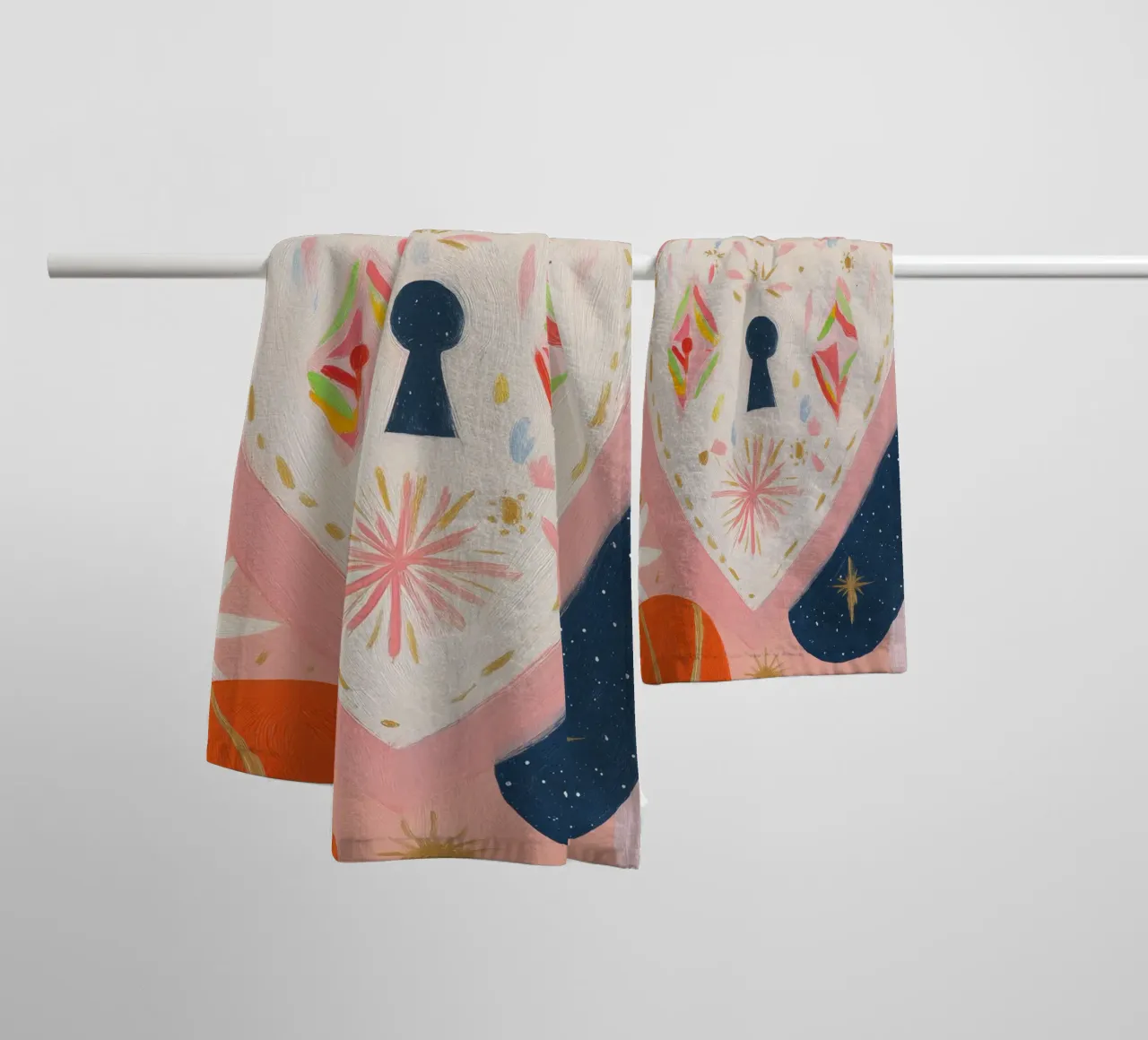 Folk Print, Hartenzak, Boho Print badhanddoek van Boheme