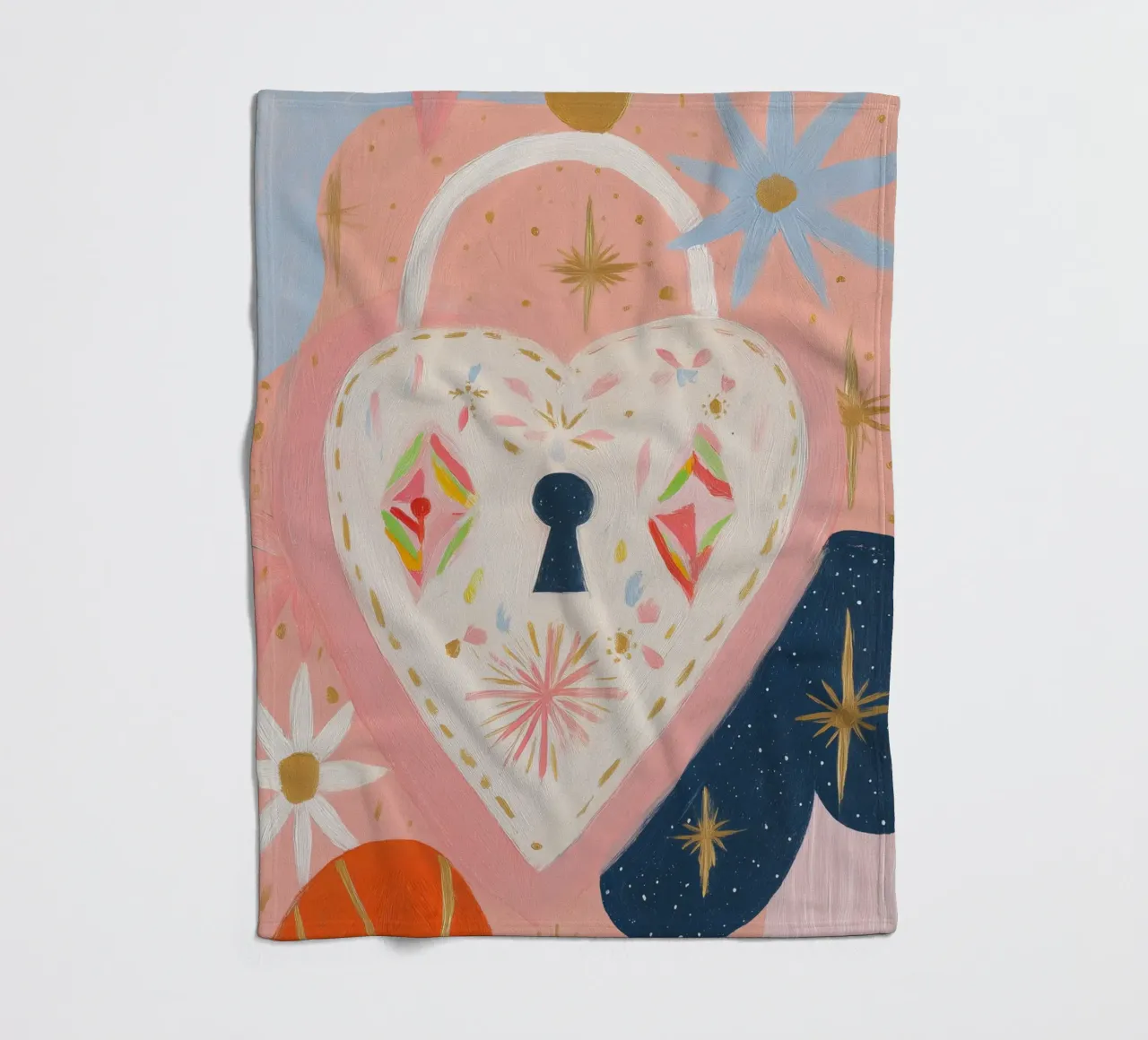 Folk Print, Hartenzak, Boho Print fleecedeken van Boheme