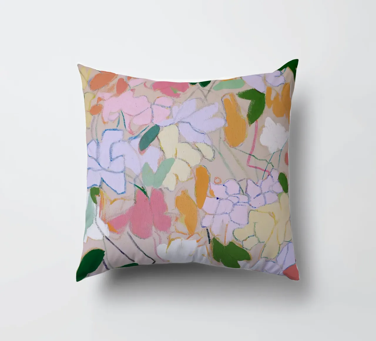 Flower Print, Abstract Floral Poster decorative cushion by Boheme