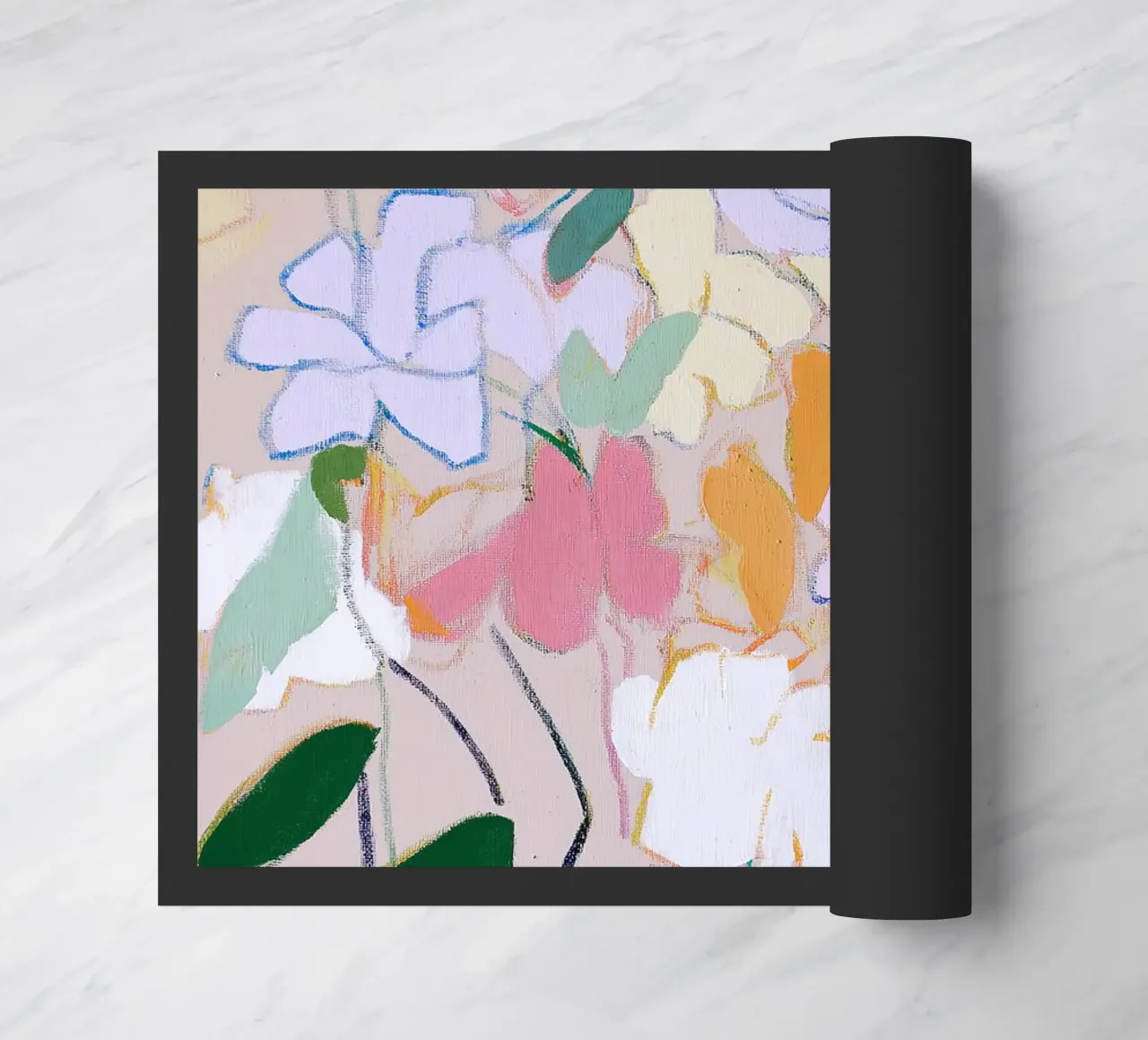 Blumendruck, Abstraktes Floral Poster Fußmatte von Boheme