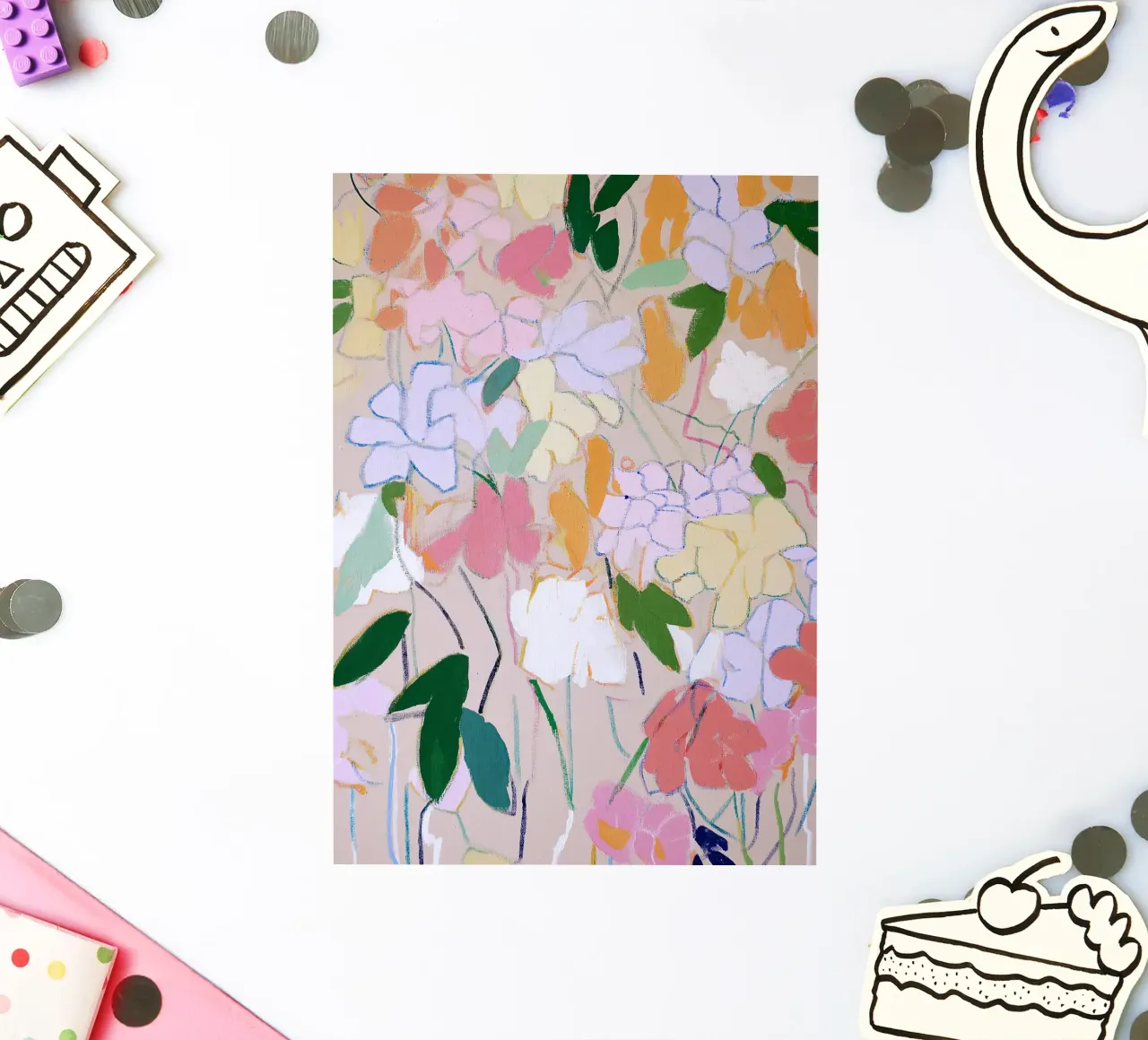 Flower Print, Abstract Floral Poster sticker by Boheme