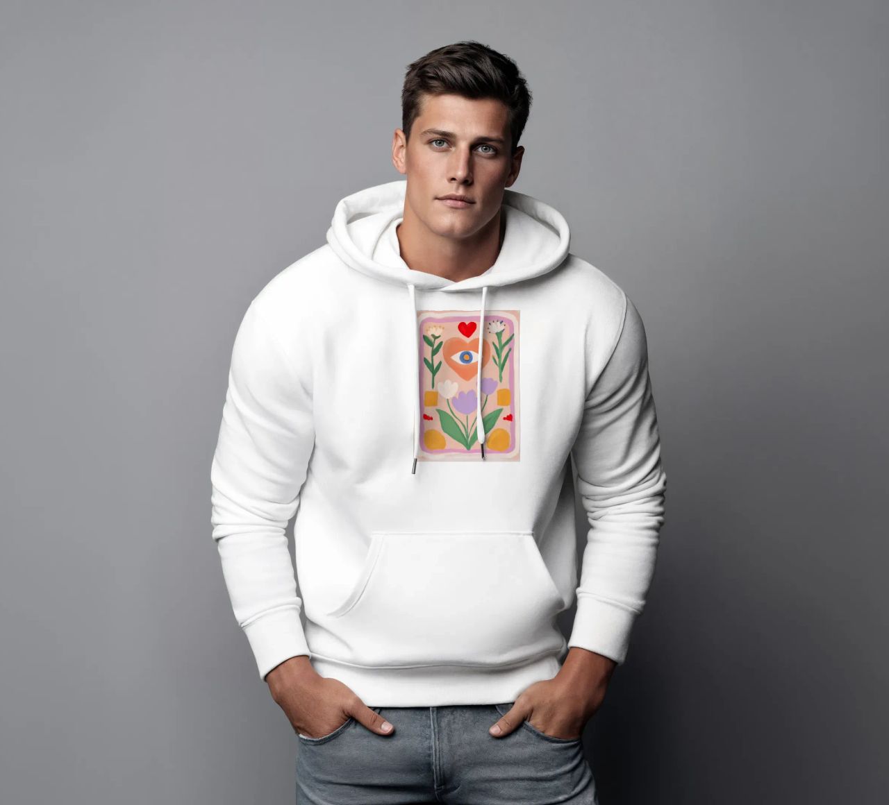 Folk Print, Evil Eye Boho Print sudadera con capucha de Boheme